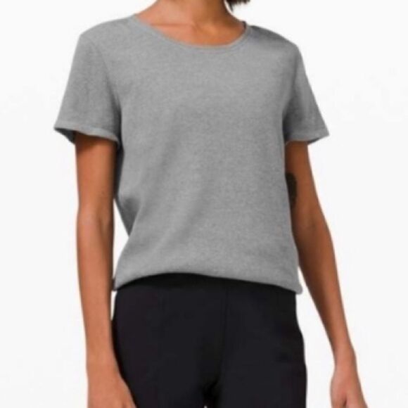 lululemon athletica Tops - Lululemon Love Crew Short Sleeve Cotton Waffle Knit Top gray